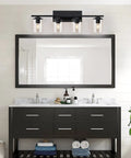 Dope Four Light Matte Black Vanity Lights With Clear Glass Shades For Bathroom Hallway Kitchen And Bedroom Wall Sconce Lighting Up