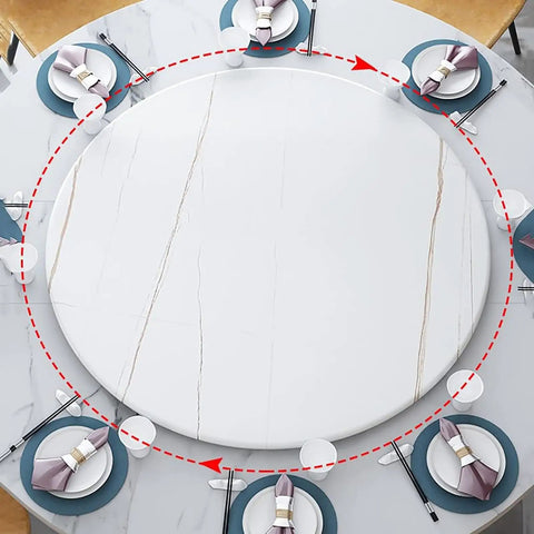 Top view of Solid Wood Round Dining Table Turntable Lazy Susan Featuring Dope 360 Degree Spin, Black Stripes Finish, 110cm Diameter
