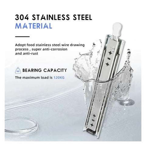 Heavy Duty Full Extension Drawer Slides 38 Inch Stainless Steel with 120KG load capacity, anti-corrosion and rust resistance.