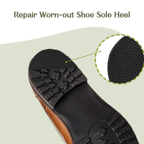 Black Heel Repair Rubber Patches For Shoes Non Slip Diamond Pattern Bottom Heel Patches installed on brown shoe heel
