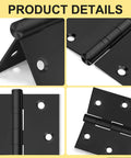 Heavy Duty Black Stainless Steel Door Hinges Six Pack With Non Removable Pin For Smooth As Butter Swing And Built Tough Security On All Your Professional Exterior Door Projects close-up view of hinge details and mounting holes.