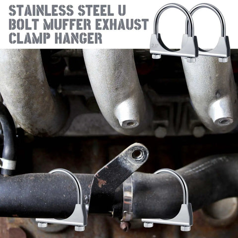Two Pack 2.5 Inch Exhaust Clamps Beefy Heavy Duty U Bolt Saddle Design Muffler Connector Clip Galvanized Iron on exhaust system