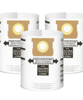 3 Pack Replacement Disposable Vacuum Bags For 5-8 Gallon Wet Dry Vacuums Type E And Type H, showing installation label and snap-fit opening