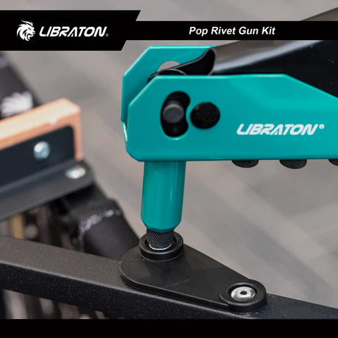 Heavy Duty Rivet Gun Kit With Ergonomic Grip And Safety Lock, Pro Grade Pop Rivet Tool for Quick Riveting in use on metal surface