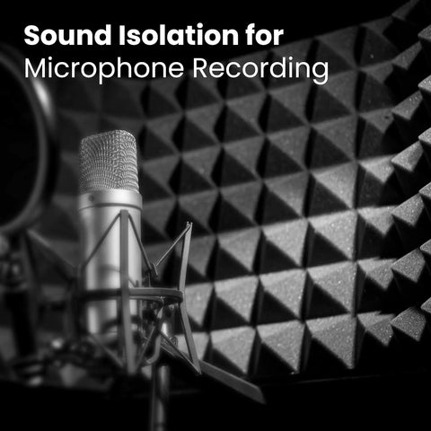 Three Panel Microphone Isolation Shield with Noise Absorbing Studio Booth for Vocal Tracks, 1.6 Inch Thick Foam, Mic in Front