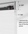 Concealed Sliding Barn Door With Soft Close Hardware Kit White Flush Hidden Door groove details showing track measurements