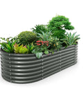 Deep Root Raised Garden Bed Kit 8x4x2 Feet Galvanized Oval Metal Planter 24 Inch Tall Built Tough Bottomless 478 Gallon Capacity