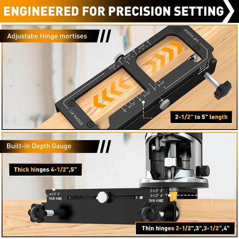 Door Hinge Router Jig For Precise Mortises In Woodworking Aluminum 6061 Template Kit Fits Two Point Five To Five Inch Hinges