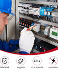 Electrician using Pro Grade 1000V Insulated Electrician Screwdriver Set 8 Piece With Magnetic Tips in electrical panel