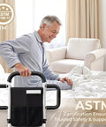 Man using Heavy Duty Bed Rail For Seniors With 400 Lbs Support ASTM Certified Height Adjustable Bed Assist Rail in bedroom