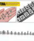 240 Piece Terminal Block Screw Set In 12 Sizes With Nickel Plated Carbon Steel And Square Washers M3 To M5 Dryer Terminal Screws For Quick Wire Fixes And DIY Wiring Projects, nickel-plated screws shown in hand and terminal block