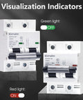 Two Pole 80 Amp AC Circuit Breaker For 120V Or 240V With DIN Rail Mount Built Tough Smart Solar Disconnect Switch Compatible, shown with visualization indicators.