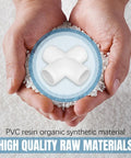 Hands holding PVC material with 4-way elbow connector inset, highlighting 20 Pack Cross PVC Fittings 4 Way Elbow Connectors for DIY builds.