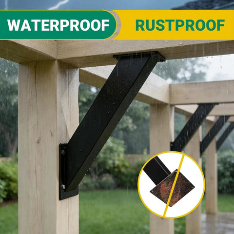 Heavy Duty 8 Piece 45 Degree Connector Brace Kit For Inside Joints, Angled Corner Braces To Stop Sway And Keep Gazebos, Decks, Porches, Pergolas, Log Cabins Rock Solid Wood Frame Constructions