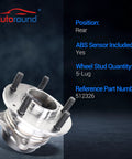 Product image of Rear Wheel Hub Assembly For Hyundai Santa Fe 2007 To 2020 Veracruz 2007 To 2012 And Kia Sorento 2011 To 2015 5 Lug FWD ABS