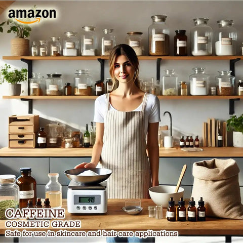 Straight Up Caffeine Powder For Homemade Skincare Creations And DIY Beauty Fixes That Hits Different On Tackling Cellulite Firming Skin In a bright kitchen.