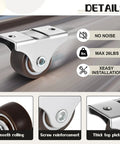 Heavy Duty Rigid Caster Wheels And Mounting Screws, 12 Pack Brown One Inch Furniture Casters close-up of a single wheel with silver mounting plate