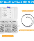 80 Pcs Stainless Steel Cotter Ring Kit With 5 Sizes Durable 316 Stainless Steel Split Rings For Clevis Pins Marine And Trailer Hardware Must Have For Hitch Pin Lock Systems shown in a storage box with rings on display.