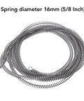 Pro Grade 16mm Steel Drain Snake Auger Cable Tackles Tough Kitchen Sink And Bathroom Clogs Electric Drill Powered Pipe Cleaning Tool for homeowner plumbing work, featuring a 16mm spring diameter.