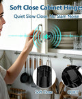 Person using 4 Pack Frameless Soft Close Cabinet Hinges With 110 Degree 3D Adjustable Concealed European Design in kitchen