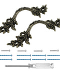 Two Pack European Style Dresser Pulls 2-1/2 Inch Bronze Antique Vintage Cabinet Handles with screws and screwdriver