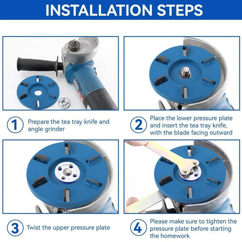 Installation steps for angle grinder with Angle Grinder Wood Carving Disc With Six Teeth For Stump Removal And Precision Grinding.