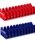 Two Pack Pliers Organizer Rack With No Slip Rubber Base 20 Slot Tool Box Organizer For Drawers And Cabinets, red and blue racks