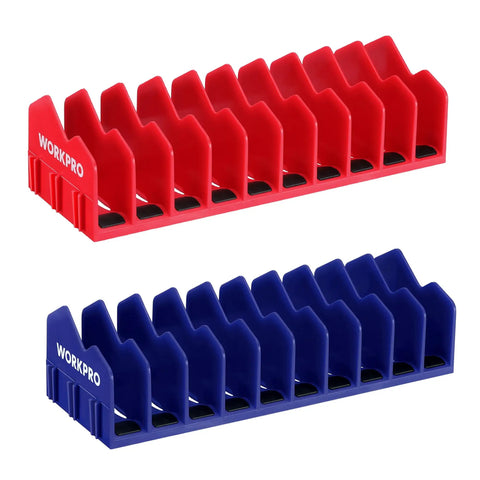 Two Pack Pliers Organizer Rack With No Slip Rubber Base 20 Slot Tool Box Organizer For Drawers And Cabinets, red and blue racks