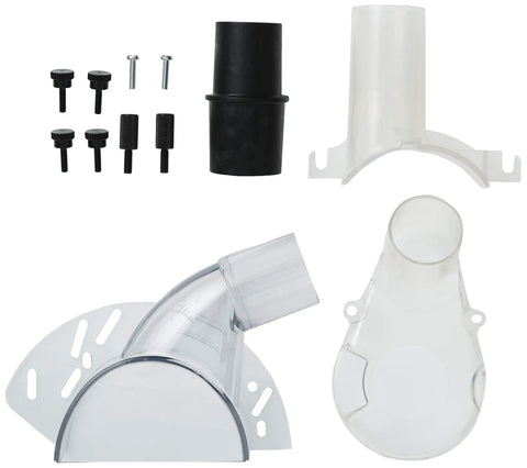 Router Dust Hood Kit For 1-1/4 Inch And 1-1/2 Inch Ports, 35mm Diameter, 12-1/2 Inch High, 2-1/4 Inch Long, includes multiple hoods and hardware.