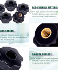 Slick Black M6 Star Knobs With Female Thread And Solid Clamping Grip 15 Piece Essential Set of smooth black screw knobs with brass thread.