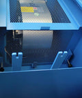 Close-up of Heavy Duty Metalworking Downdraft Table Featuring Dual Motors And Killer 3700 Cfm Airflow showing mesh cover and motor access.