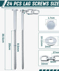 Lag Screws Three Eighths Heavy Duty Bolts With Chain Links And Washers Tent Stakes Kit For Burning Man Camping Desert Parties