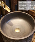 Heavy Duty Ceramic Pedestal Bathroom Sink And Vessel Combo Includes Faucet Drain And Handy Shelf Space Built Tough For Indoor Outdoor Use With Easy Peasy Plumbing Install glossy wash basin with brass faucet in rustic setting