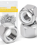50 Pieces Nylon Insert Hex Lock Nuts Size 8 32 Threads A2 304 Stainless Steel Self Locking Nuts for Construction
