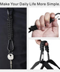 Paracord Keychain With Carabiner Clips 3 Pack, Compact D Ring Lanyard For Water Bottle, hiking gear in use, Durable Aluminum Clip