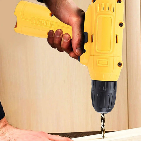 Lightweight Cordless Drill And Screwdriver Set Built For Real Deal Weekend Renos With Antislip Grip And Nitty Gritty Power, drilling into wood.