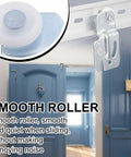 12 Piece Sliding Closet Door Roller Kit For Top Hung Bypass Wardrobe Doors With Three Quarter Inch Wheels In Two Offsets One Half Inch And Three Eighths Inch And Seven Eighths Inch Nylon Wheels With One Half Inch Offset installed.