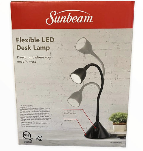 Product packaging of Flexible LED Desk Lamp No Bulbs To Replace Black Silicone Neck With 84 Degree Beam 290 Lumens 4000K