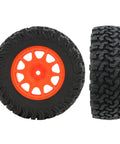 Four Piece RC Rubber Tire Wheel Set For One To Twelve Scale H12Y H12P H12Y Plus MN82 MN128 MN82S RC Rock Crawler Cars Red Replacement Accessory Set