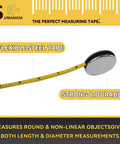 Diameter And Circumference Tape Measure With Locking Push Button Imperial And Metric 82 Inch And 214 Cm Double Sided Blade