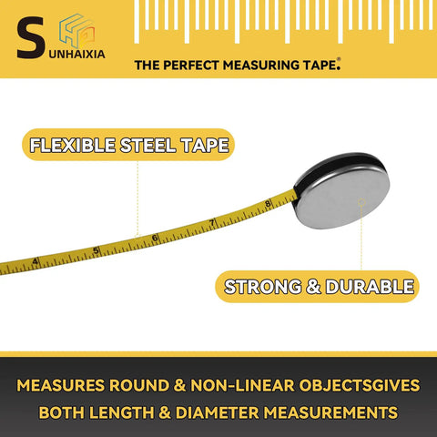 Diameter And Circumference Tape Measure With Locking Push Button Imperial And Metric 82 Inch And 214 Cm Double Sided Blade
