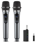 Dual Handheld Wireless Karaoke Microphone Set With Rechargeable Receiver, Cordless Dynamic Mics For Rock Solid Crystal Clear Voice