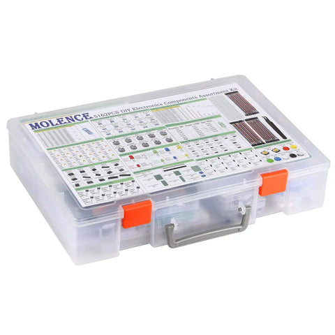 5162 Piece DIY Electronics Components Kit With Resistors Capacitors Inductors LEDs Diodes ICs PCBs in storage box