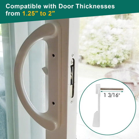 4 Pack Sliding Door Tailpieces For Patio Doors, 1 3 Eighths Inch Steel Zinc Plated Diecast Latch Replacement installed on door