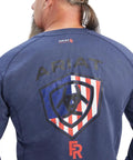 Back view of FR Air Service T Shirt Sage Heather Long Sleeve Crew Neck Tee with center back graphic and flame resistant fabric.