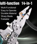 Foldable Wire Stripper With Voltage Tester All In One Electricians Multi Tool Pliers in use, showcasing wire cutting feature