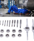 Tap Die Set With Tool Steel Threading Kit For DIY Car Repair And Model Processing Built Tough Cast Iron And Aluminum Tapping Power Tools For Mechanical Transmission And Thread Cutting Projects, tap dies and holders