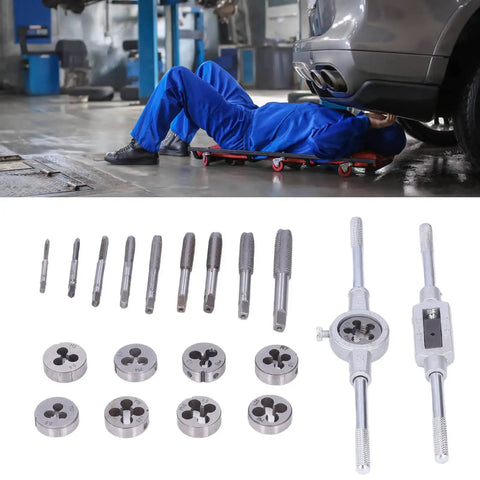 Tap Die Set With Tool Steel Threading Kit For DIY Car Repair And Model Processing Built Tough Cast Iron And Aluminum Tapping Power Tools For Mechanical Transmission And Thread Cutting Projects, tap dies and holders