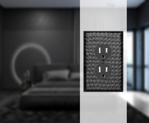 Duplex Outlet Cover Plate 1-Gang Matte Black Wall Plate Pack Of 2 Built To Last Dope Hand Hammered Metal Electrical Outlet Covers