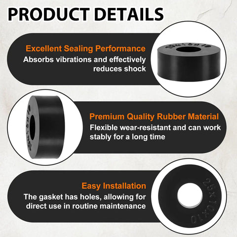 Heavy Duty Black Rubber Spacers Anti Vibration Damping Bushings 0.98 Inch Od 3/8 In Id 3/8 Inch Thick detailed product display